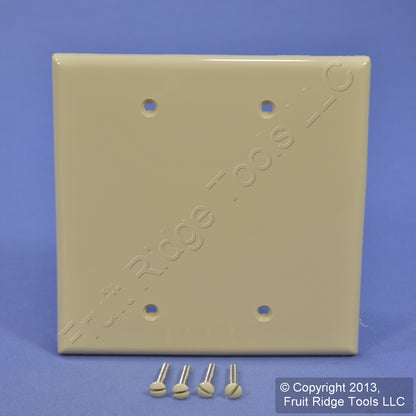 Leviton PJ23-I Ivory 2-Gang Blank Unbreakable Midway Wallplate Covers Box Mount