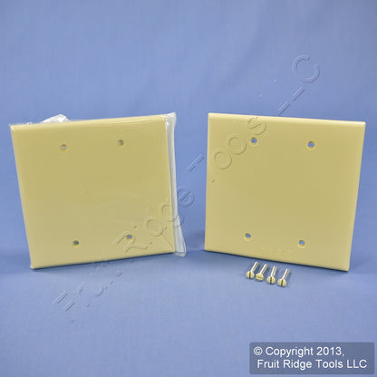 Leviton PJ23-I Ivory 2-Gang Blank Unbreakable Midway Wallplates Box Mount 2pcs