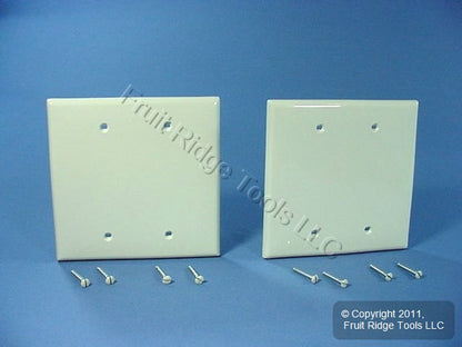 Leviton PJ23-T Light Almond 2-Gang Blank Unbreakable Midway Cover Box Mount 2pcs