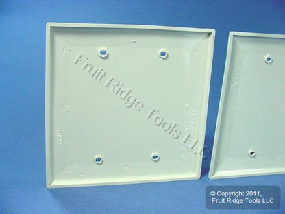 Leviton PJ23-T Light Almond 2-Gang Blank Unbreakable Midway Cover Box Mount 2pcs