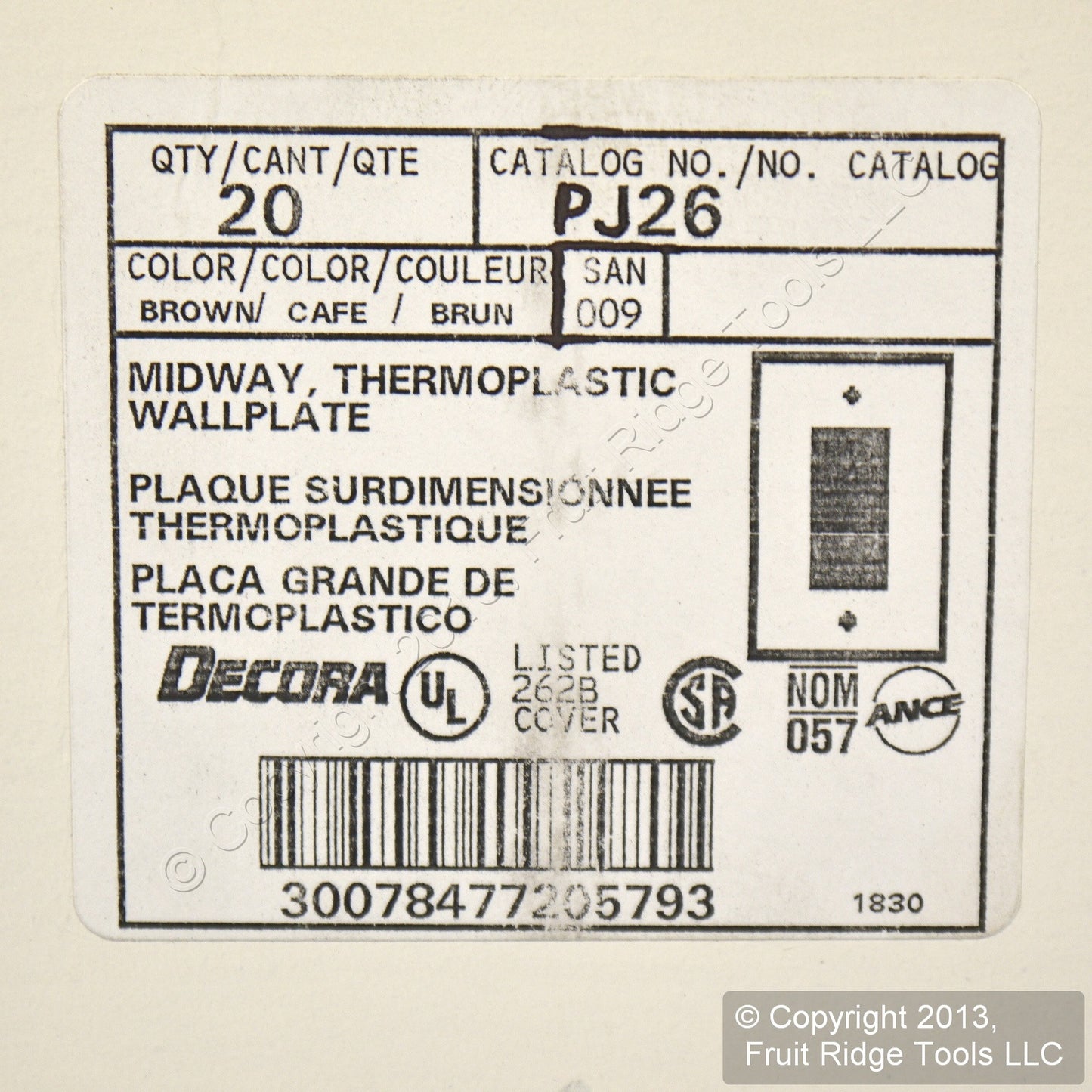 Leviton PJ26 Brown 1-Gang Decora GFCI Unbreakable Midway Wallplate Cover 20pcs