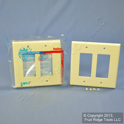 Leviton PJ262-A Almond 2-Gang Decora GFI Unbreakable Midway Wallplate Cover 2pc