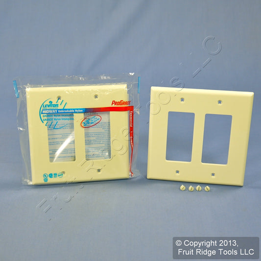 Leviton PJ262-A Almond 2-Gang Decora GFI Unbreakable Midway Wallplate Cover 2pc