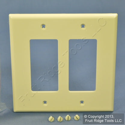Leviton PJ262-A Almond 2-Gang Decora GFI Unbreakable Midway Wallplate Cover 2pc