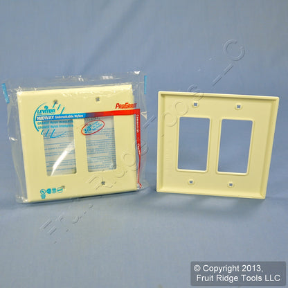 Leviton PJ262-A Almond 2-Gang Decora GFI Unbreakable Midway Wallplate Cover 2pc