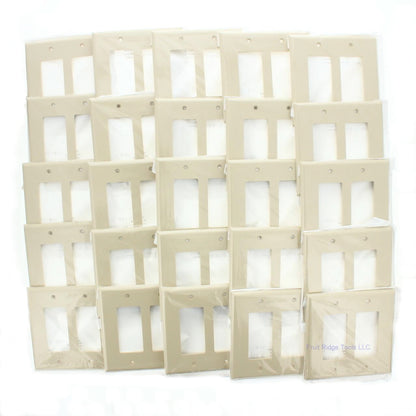 Leviton PJ262-I Ivory 2-Gang Decora GFCI Unbreakable Midway Wallplate Cover 10pc