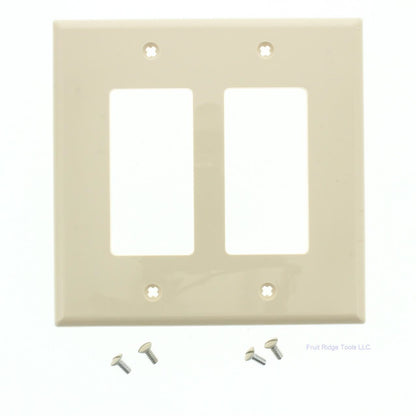 Leviton PJ262-I Ivory 2-Gang Decora GFCI Unbreakable Midway Wallplate Cover 10pc