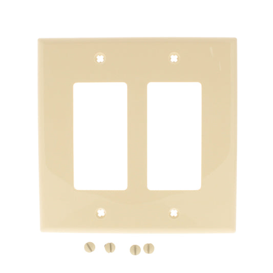 Leviton PJ126-I Ivory 2-Gang Toggle Decora Unbreakable Midway Wallplate Cover