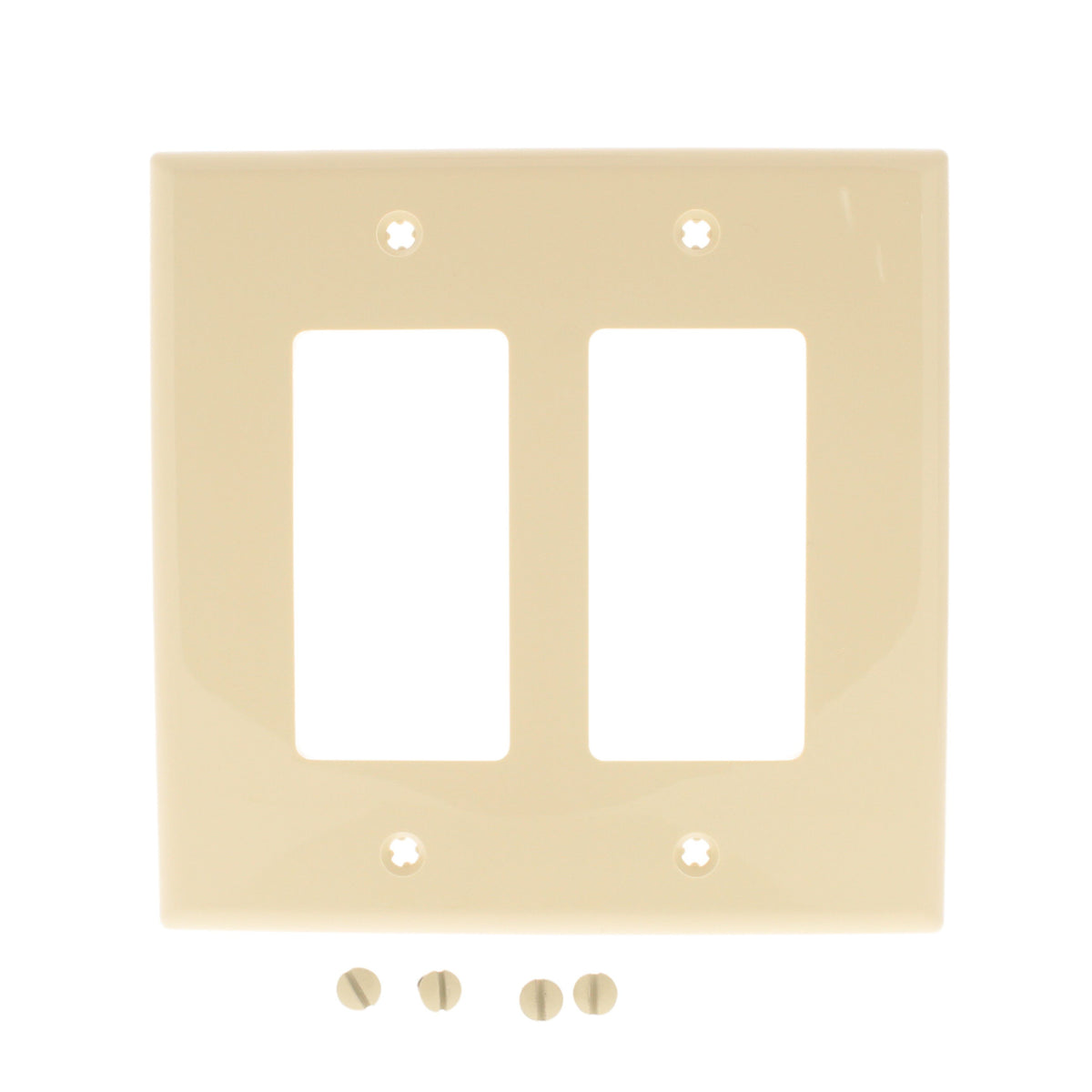 Leviton PJ262-I Ivory 2-Gang Decora GFI Unbreakable Nylon Midway Wallplate Cover