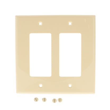 Leviton PJ262-I Ivory 2-Gang Decora GFI Unbreakable Nylon Midway Wallplate Cover