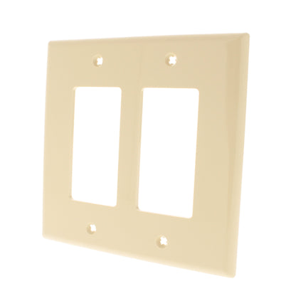 Leviton PJ262-I Ivory 2-Gang Decora GFI Unbreakable Nylon Midway Wallplate Cover
