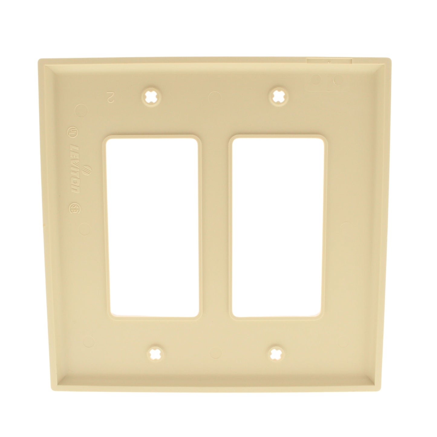 Leviton PJ262-I Ivory 2-Gang Decora GFI Unbreakable Nylon Midway Wallplate Cover