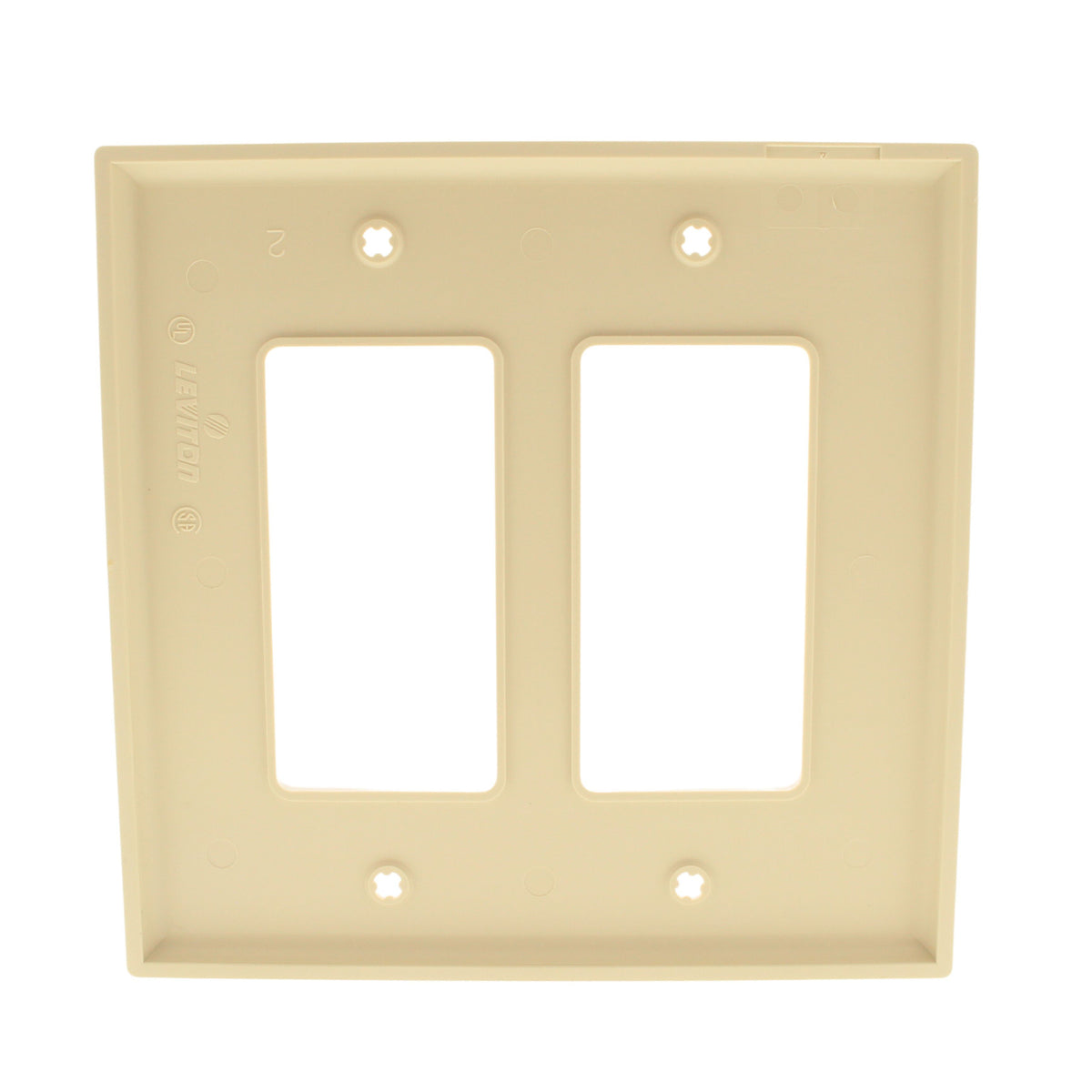 Leviton PJ262-I Ivory 2-Gang Decora GFI Unbreakable Nylon Midway Wallplate Cover
