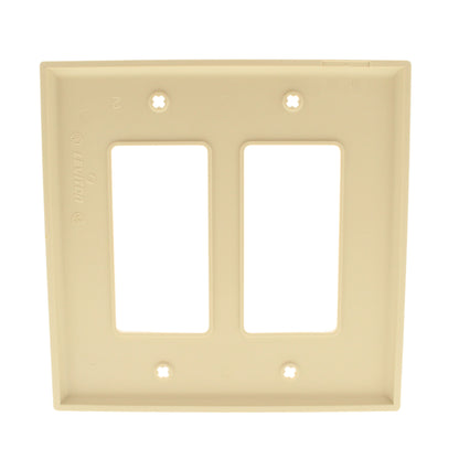 Leviton PJ262-I Ivory 2-Gang Decora GFI Unbreakable Nylon Midway Wallplate Cover