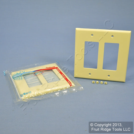 Leviton PJ262-I Ivory 2-Gang Decora GFCI Unbreakable Midway Wallplate Cover 2pcs
