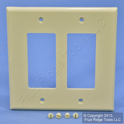 Leviton PJ262-I Ivory 2-Gang Decora GFCI Unbreakable Midway Wallplate Cover 2pcs