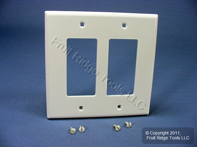 Leviton PJ262-W White 2-Gang Unbreakable Nylon Decora GFI Midway Wallplate Cover