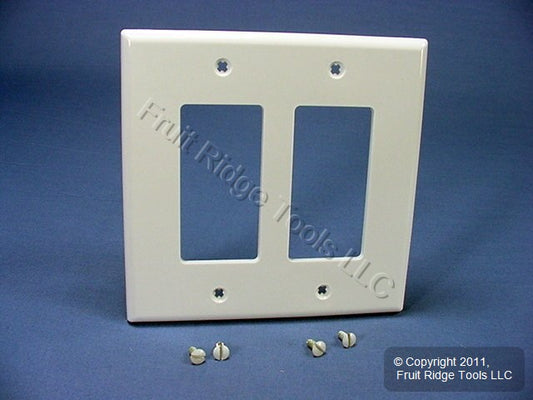 Leviton PJ262-W White 2-Gang Unbreakable Nylon Decora GFI Midway Wallplate Cover