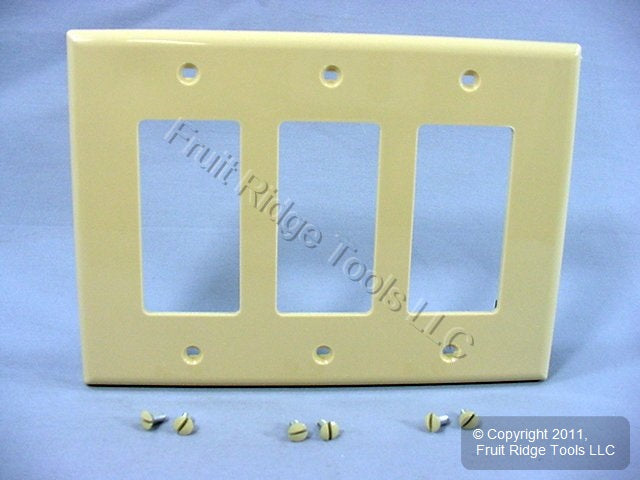 Leviton PJ263-I Ivory 3-Gang Unbreakable Nylon Decora GFI Midway Wallplate Cover