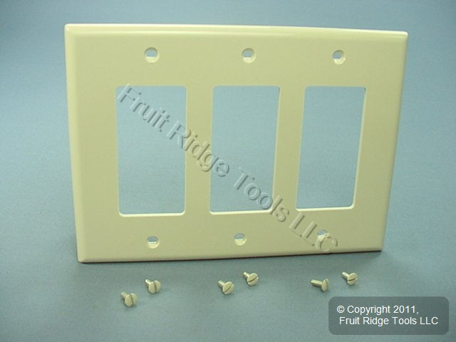 Leviton PJ263-T Lt Almond 3-Gang Unbreakable Decora GFCI Midway Wallplate Cover