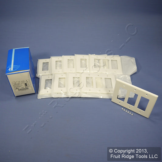 Leviton PJ263-W White 3-Gang Decora Midway Cover Nylon Wallplates Gfi Gfci 10pcs