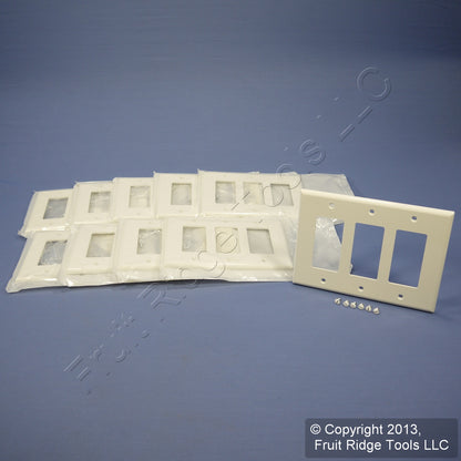 Leviton PJ263-W White 3-Gang Decora Midway Cover Nylon Wallplates Gfi Gfci 10pcs