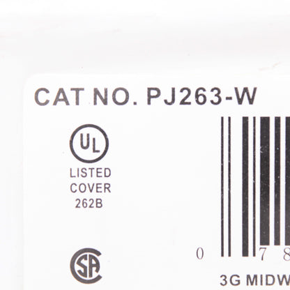 Leviton PJ263-W White 3-Gang Unbreakable Nylon Decora GFI Midway Wallplate Cover