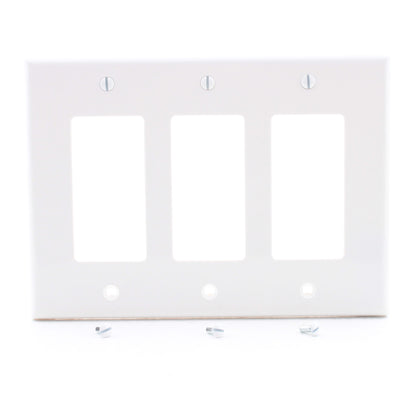 Leviton PJ263-W White 3-Gang Unbreakable Nylon Decora GFI Midway Wallplate Cover