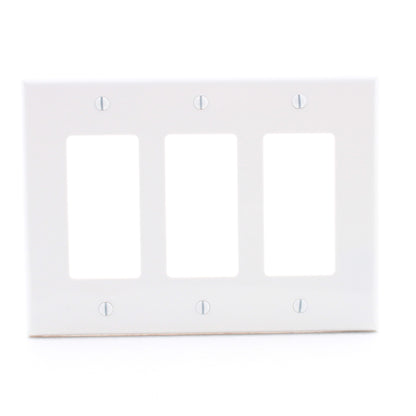 Leviton PJ263-W White 3-Gang Unbreakable Nylon Decora GFI Midway Wallplate Cover