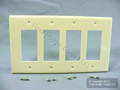 Leviton PJ264-A Almond 4-Gang Decora GFI GFCI Unbreakable Midway Wallplate Cover