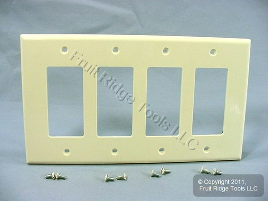 Leviton PJ264-A Almond 4-Gang Decora GFI GFCI Unbreakable Midway Wallplate Cover