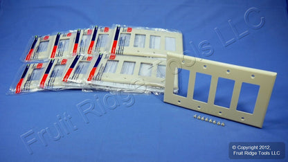 Leviton PJ264-I Ivory 4-Gang Decora GFI Unbreakable Midway Wallplate Cover 10pc