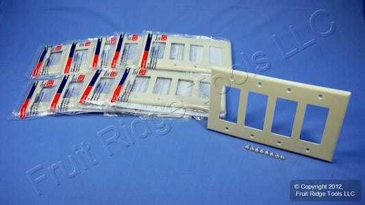 Leviton PJ264-I Ivory 4-Gang Decora GFI Unbreakable Midway Wallplate Cover 10pc