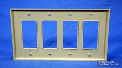 Leviton PJ264-I Ivory 4-Gang Decora GFI Unbreakable Midway Wallplate Cover 10pc