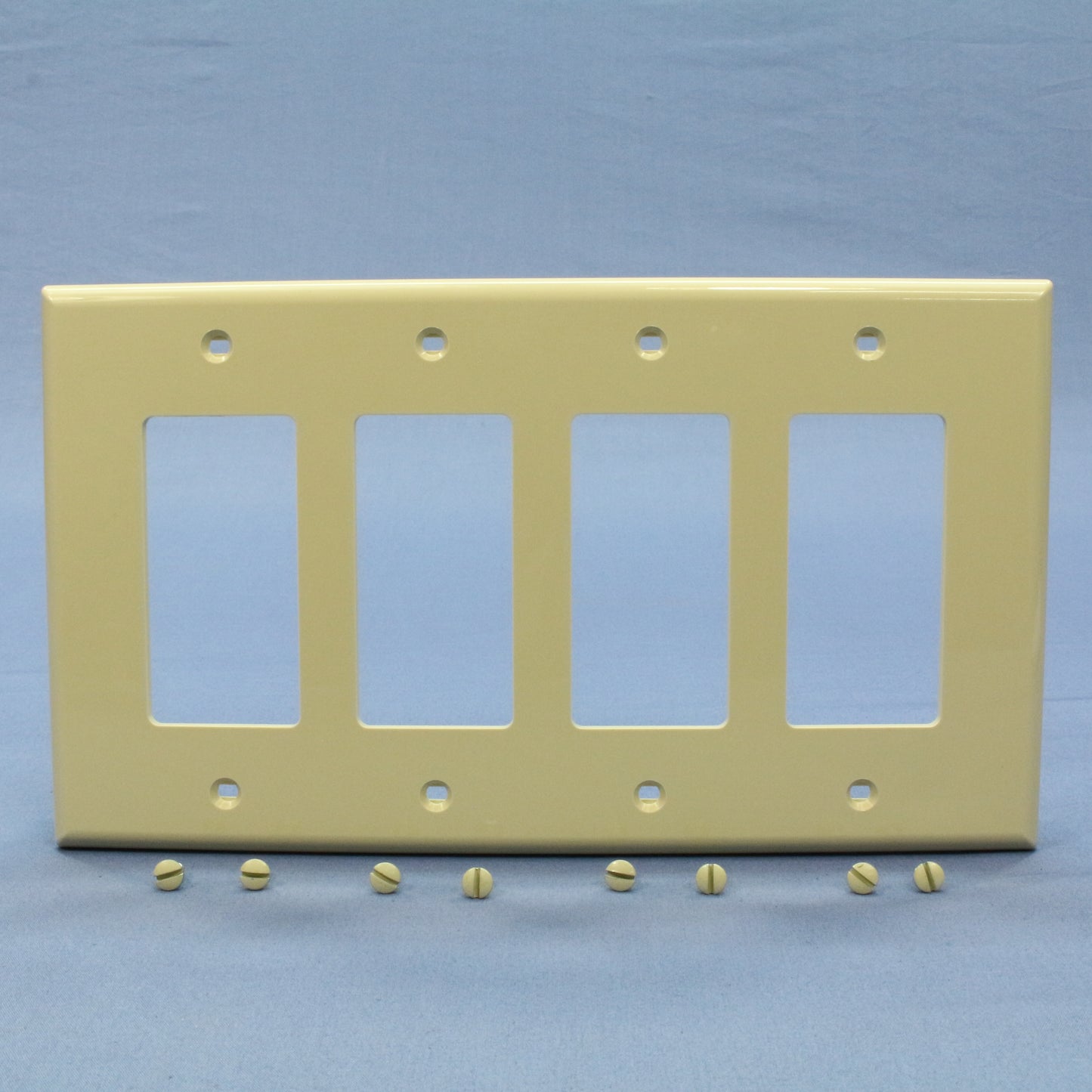 Leviton PJ264-I Ivory 4-Gang Decora GFI Unbreakable Nylon Midway Wallplate Cover