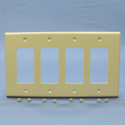 Leviton PJ264-I Ivory 4-Gang Decora GFI Unbreakable Nylon Midway Wallplate Cover