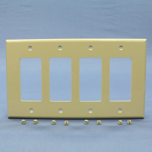Leviton PJ264-I Ivory 4-Gang Decora GFI Unbreakable Nylon Midway Wallplate Cover