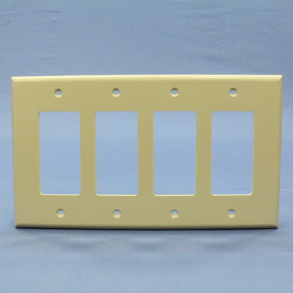 Leviton PJ264-I Ivory 4-Gang Decora GFI Unbreakable Nylon Midway Wallplate Cover