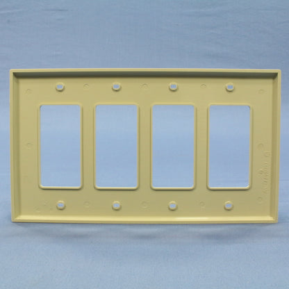 Leviton PJ264-I Ivory 4-Gang Decora GFI Unbreakable Nylon Midway Wallplate Cover