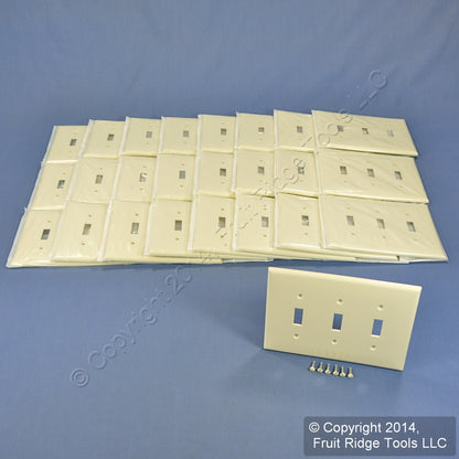 Leviton PJ3-A Almond 3-Gang Toggle Unbreakable Nylon Midway Wallplate Cover 25pc