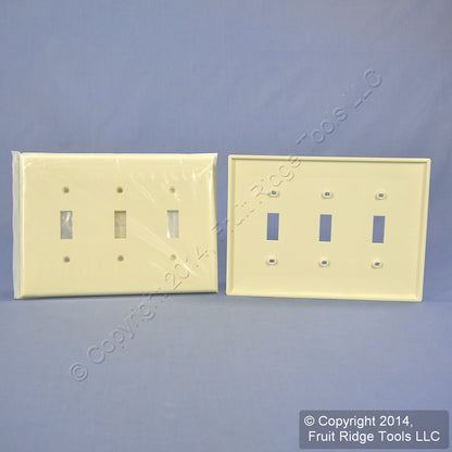 Leviton PJ3-A Almond 3-Gang Toggle Unbreakable Nylon Midway Wallplate Cover 25pc