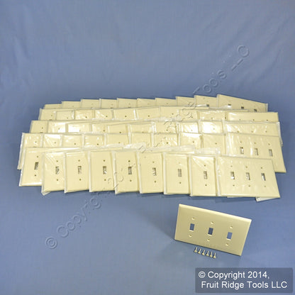 Leviton PJ3-A Almond 3-Gang Toggle Unbreakable Nylon Midway Wallplate Cover 50pc