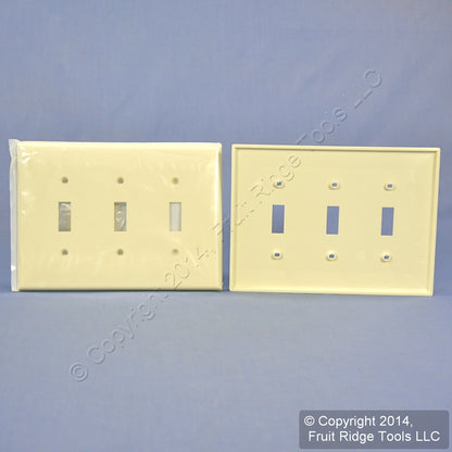 Leviton PJ3-A Almond 3-Gang Toggle Unbreakable Nylon Midway Wallplate Cover 50pc