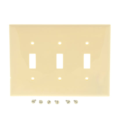 Leviton PJ3-A Almond 3-Gang Toggle Unbreakable Nylon Midway Wallplate Cover