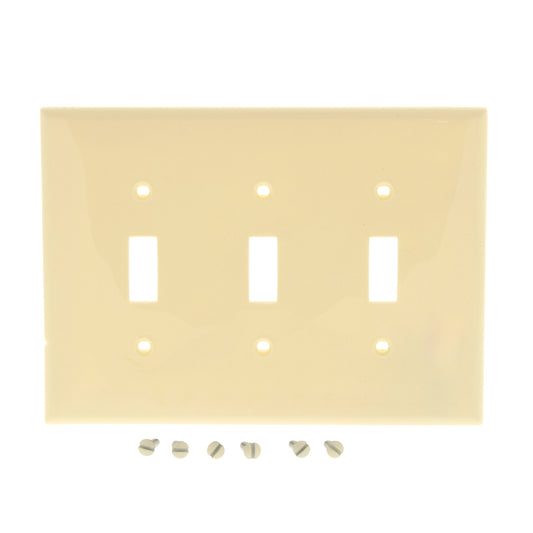 Leviton PJ3-A Almond 3-Gang Toggle Unbreakable Nylon Midway Wallplate Cover