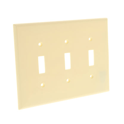 Leviton PJ3-A Almond 3-Gang Toggle Unbreakable Nylon Midway Wallplate Cover