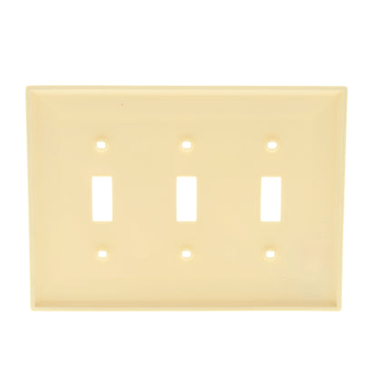 Leviton PJ3-A Almond 3-Gang Toggle Unbreakable Nylon Midway Wallplate Cover