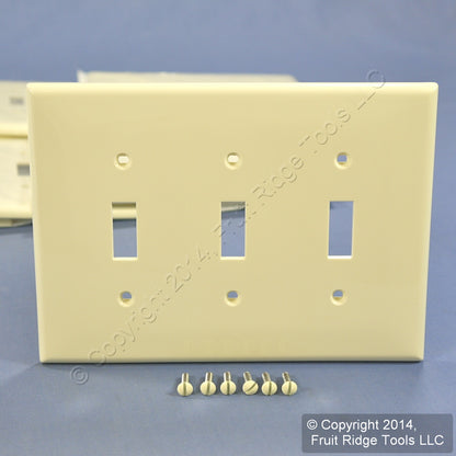 Leviton PJ3-A Almond 3-Gang Toggle Unbreakable Nylon Midway Wallplate Cover 10pc