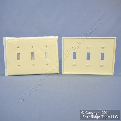 Leviton PJ3-A Almond 3-Gang Toggle Unbreakable Nylon Midway Wallplate Cover 10pc