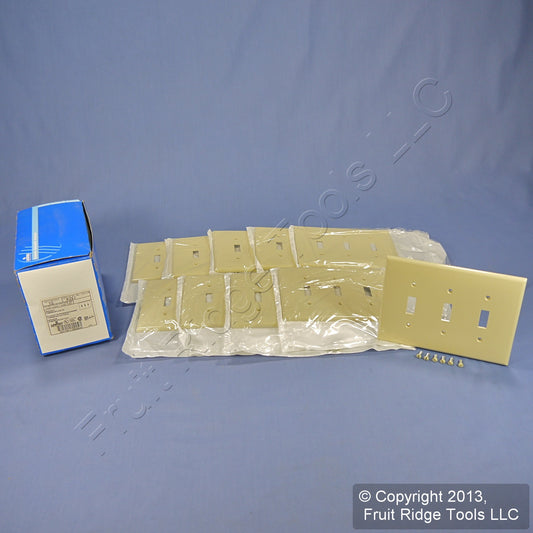 Leviton PJ3-I Ivory 3-Gang Toggle Unbreakable Nylon Midway Wallplate Cover 10pcs